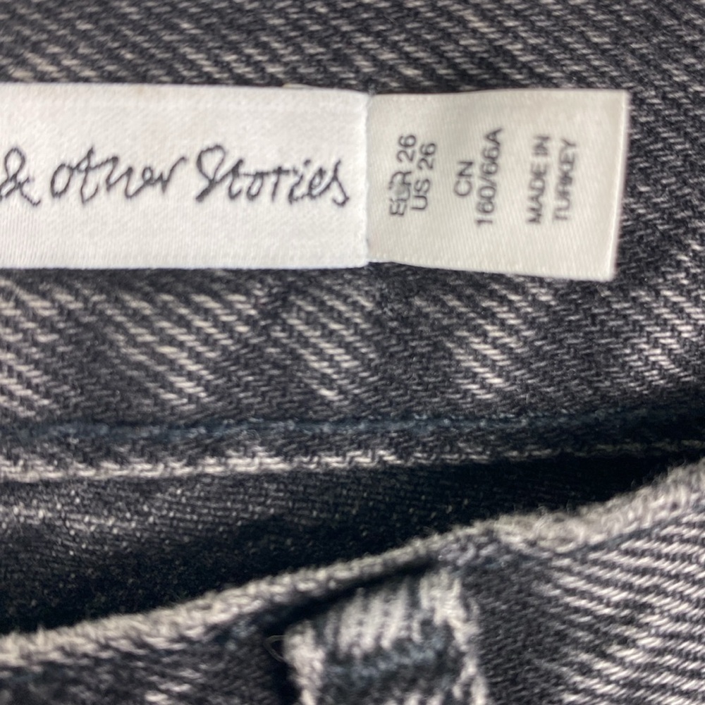 & Other Stories High Rise Slim Cut Jeans Black Gray Acid Wash 26 - Picture 9 of 9